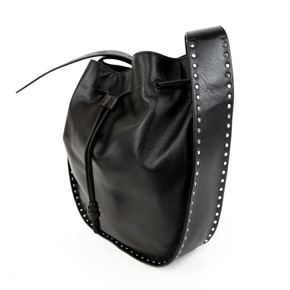 REBECCA MINKOFF BLACK LEATHER NANINE STUDDED SHOULDER BAG - Picture 1 of 8